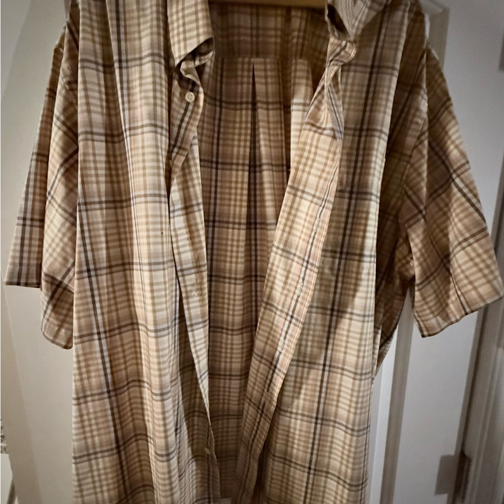 Men's Casual Plaid Button Down Shirt - Brown